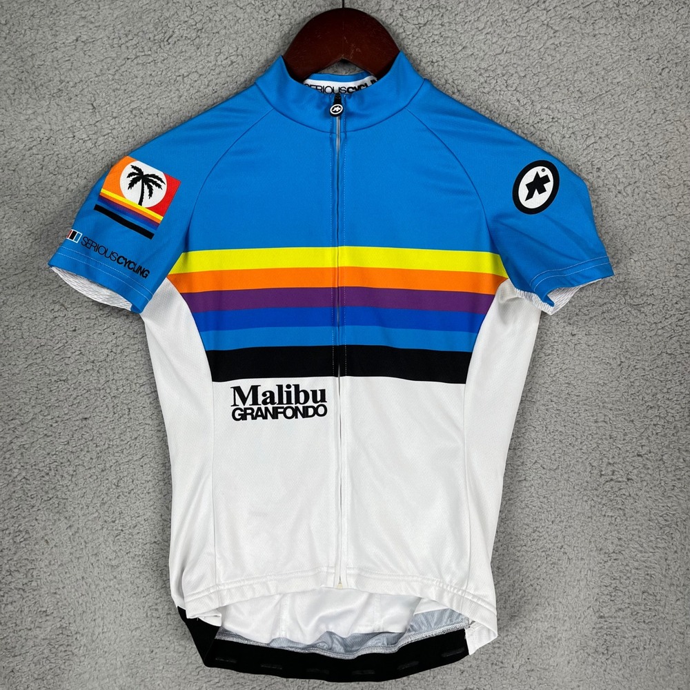 Assos Serious Cycling Malibu Gran Fondo Jersey Blue White Multi Color Small